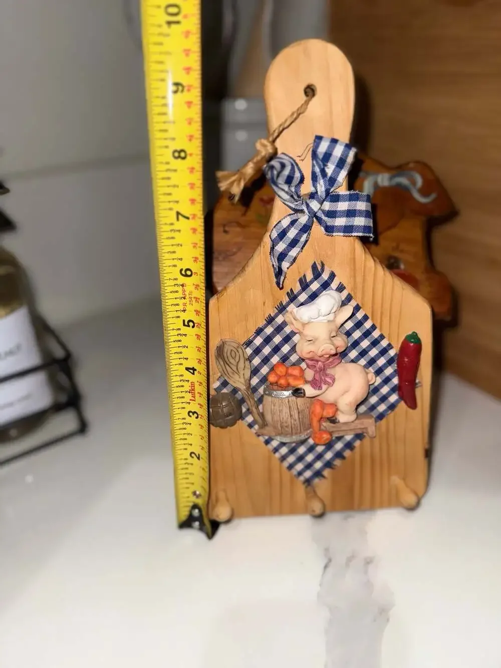 Vintage Decorative Wooden Chopping Board Wall Hanging With Chef Pig